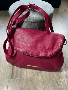 Everyday Pebbled Leather Crossbody in Berry Pink